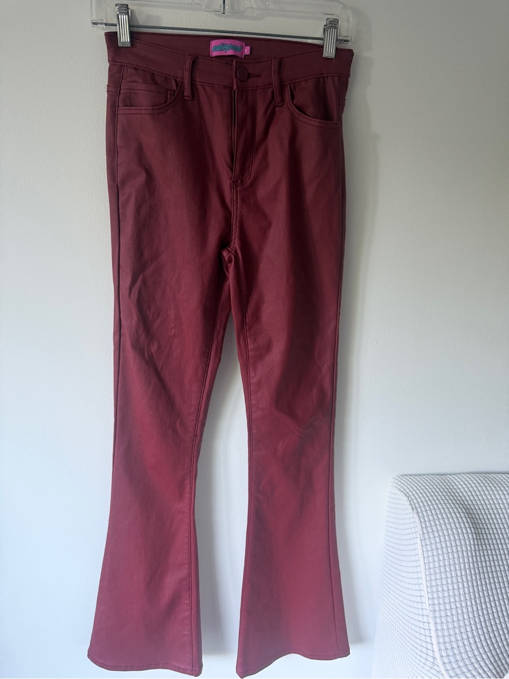 Edikted Wine-Red Flare Jeans